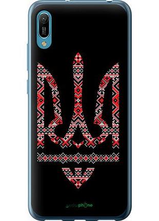 Чехол на huawei y6 2019 герб - вышиванка на черном фоне "1196u-1666-10746"