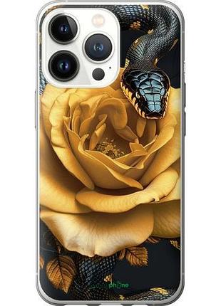 Чехол на iphone 13 pro black snake and golden rose "6068u-2372-10746"