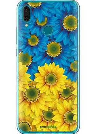 Чохол на huawei y9 2019 жовто-блакитні квіти "1048u-1602-10746"