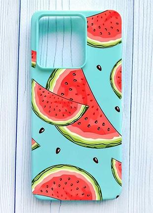 Матовий бірюзовий чохол на xiaomi redmi note 13 pro 4g скибки кавуна (принт 342)