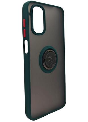 Чехол fiji colorframe для motorola g22 матовый бампер с кольцом подставкой green