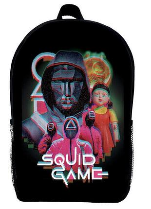 Рюкзак школьный игра в кальмара (school gear bag squid game 07) черный, 39 х 27 х 14 см