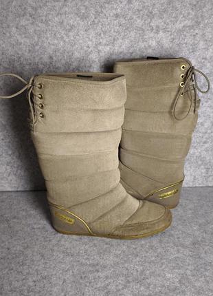 Зимние сапоги adidas northern boot в бежевом цвете с золотистыми акцентами
