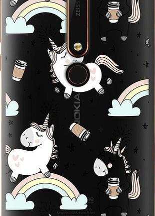 Чехол на nokia 6 2018 единорог и кофе "4661u-1386-10746"