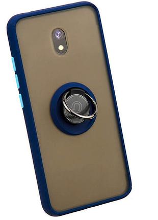 Чехол fiji colorframe для xiaomi redmi 8a матовый бампер с кольцом подставкой dark blue