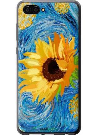 Чехол на huawei nova 2s цветы желто-голубые "5308u-1388-10746"