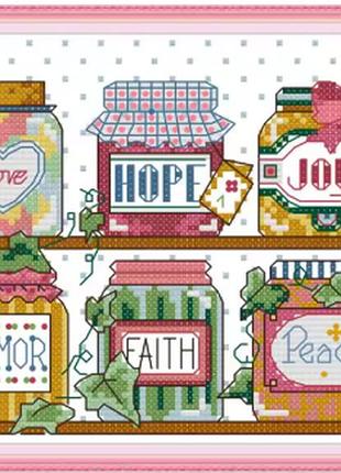 Набір для вишивання за нанесеною на канву схемою "peace and joy ".aida 14ct printed , 25*17 см