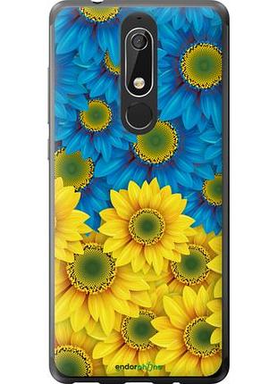 Чехол на nokia 5.1 жёлто-голубые цветы "1048u-1529-10746"
