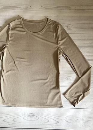 Бежевый лонгслив кофточка в рубчик xl 2