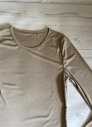 Бежевый лонгслив кофточка в рубчик xl 3