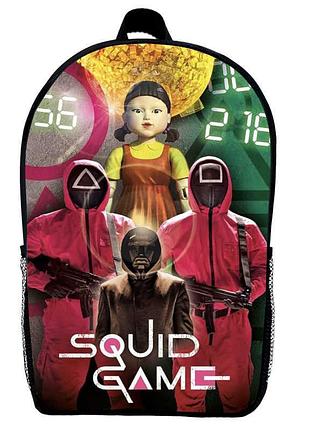 Рюкзак школьный игра в кальмара (school gear bag squid game 06) черный, 39 х 27 х 14 см