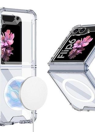 Чехол с magsafe на samsung galaxy flip 6 магсейф чехол прозрачный