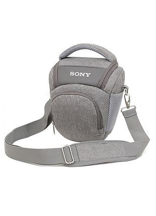 Сумка-треуголка для зеркального фотоаппарата sony с ремнем и​​​​​​​ дождевиком серый ( код: ibf079s6 )
