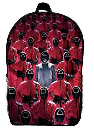 Рюкзак школьный игра в кальмара (school gear bag squid game 09) черный, 39 х 27 х 14 см