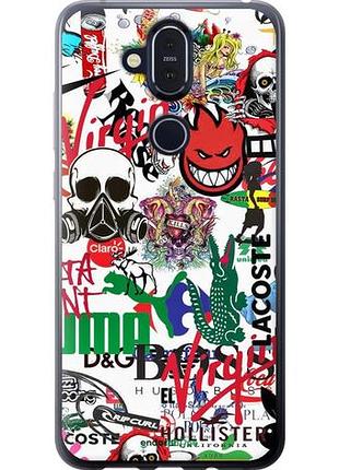 Чехол на nokia 8.1 many different logos "4022u-1620-10746"