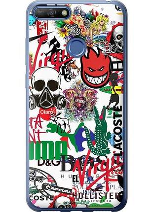 Чехол на huawei honor 7a pro many different logos "4022u-1440-10746"