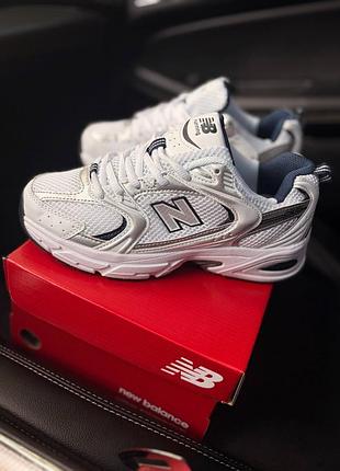 Кроссовки new balance 530 white blue женские и мужские стильные кеды сетка белые с синим