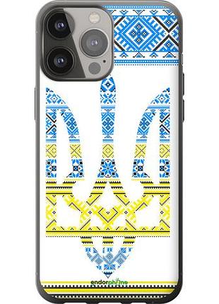 Чехол на iphone 13 pro max герб - вышиванка желто-голубая "1197u-2371-10746"