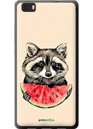 Чехол на huawei ascend p8 lite енотик с арбузом "4605u-126-10746"
