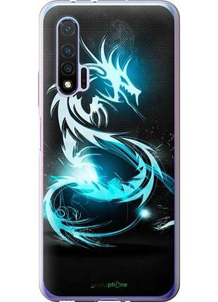 Чехол на huawei nova 6 бело-голубой огненный дракон "113u-1821-10746"