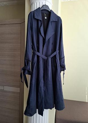 Тренч 100% льон, aqua blu
