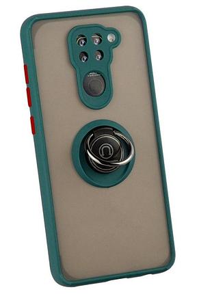Чохол fiji colorframe для xiaomi redmi note 9 матовий бампер з кільцем підставкою green
