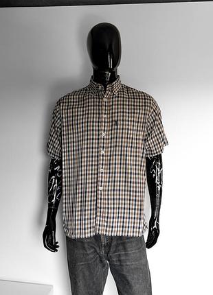 Теніска aquascutum shirt men’s large block check blue brown short sleeve button up