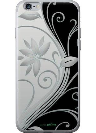 Чехол на iphone 6s plus цветы на чёрно-белом фоне "840u-91-10746"