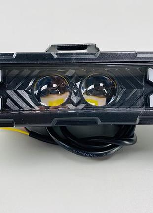 Прямоугольная led фара 25w 2 объемных 3d линзы 12-80v желтый и белый свет с четкой границей света защита ip67