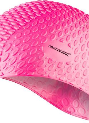 Зручна шапочка для басейну aqua speed ​​bubble 102-03 рожева силіконова