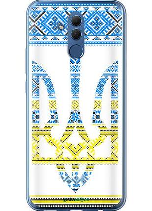 Чехол на huawei mate 20 lite герб - вышиванка желто-голубая "1197u-1575-10746"