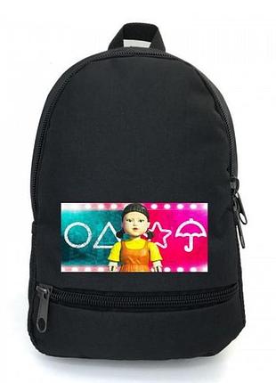 Рюкзак школьный игра в кальмара school bag big (squid game - 07) черный (43 х 30 х 17 см)