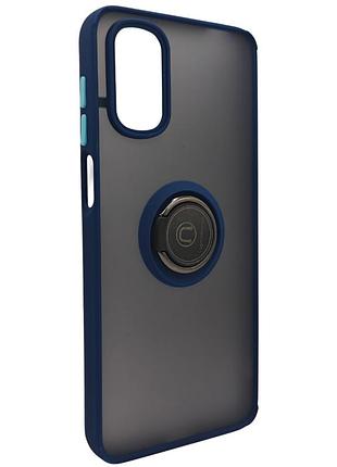 Чехол fiji colorframe для motorola g22 матовый бампер с кольцом подставкой dark blue