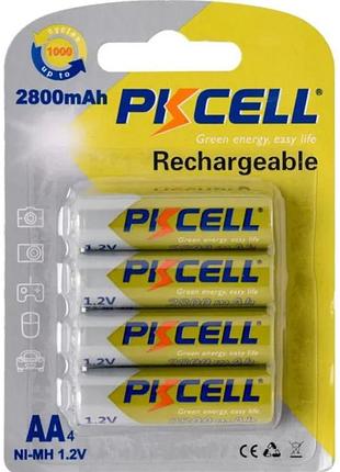 Аккумулятори pkcell aa (1.2v, 2800mah) nimh precharged, 4шт/уп, blister