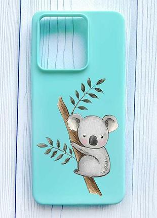 Матовий бірюзовий чохол на xiaomi redmi note 13 4g коала (принт 132)