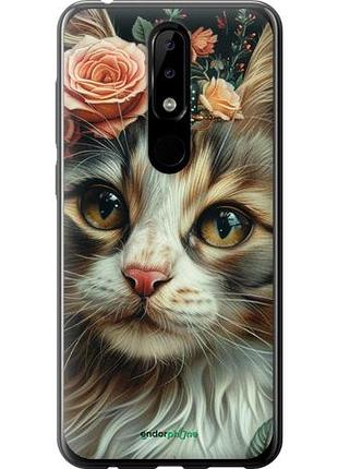 Чехол на nokia 5.1 plus cats and flowers "6069u-1543-10746"