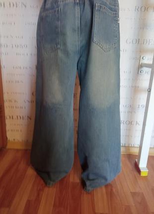 Бегги джинсы синие с потертостями девичьи с звездами 2
