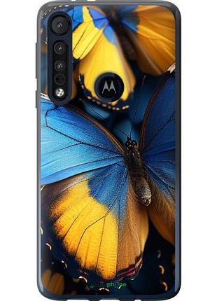 Чехол на motorola one macro желто-голубые бабочки "6046u-1812-10746"