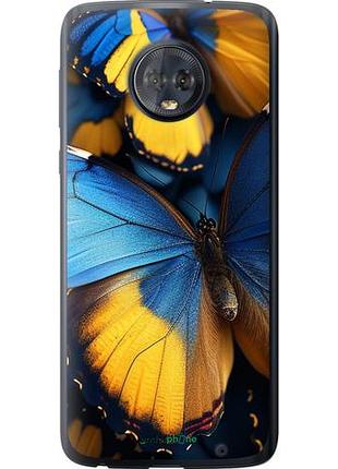 Чехол на motorola moto g6 plus желто-голубые бабочки "6046u-976-10746"