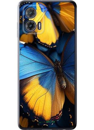 Чехол на motorola g73 желто-голубые бабочки "6046u-3196-10746"