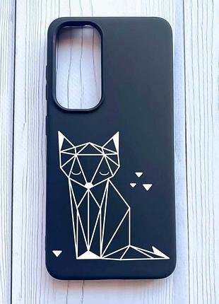 Матовый черный чехол на samsung galaxy s24 лиса (принт 127)