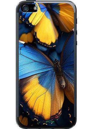 Чехол на iphone 5 желто-голубые бабочки "6046u-18-10746"