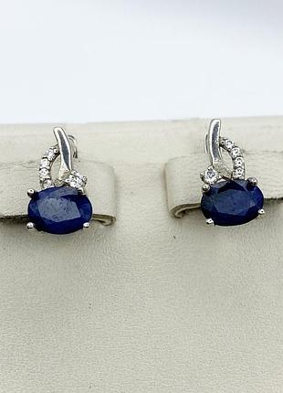 Сережки серебряные с сапфиром 3,21 г