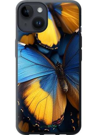 Чехол на iphone 14 желто-голубые бабочки "6046u-2648-10746"
