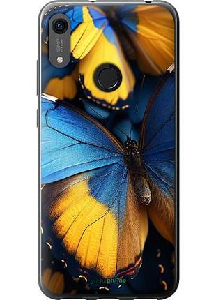 Чехол на huawei y6s желто-голубые бабочки "6046u-1871-10746"