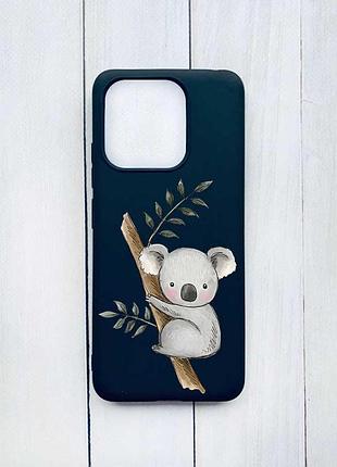 Матовий чорний чохол на xiaomi redmi note 13 pro 4g коала (принт 132)