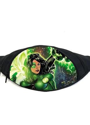 Поясная сумка бананка зеленый фонарь (green lantern gb 02) gear bag черная