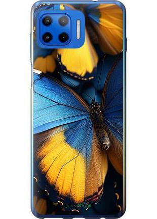Чехол на motorola moto g plus желто-голубые бабочки "6046u-2202-10746"