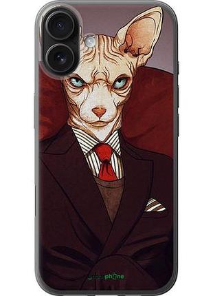 Чехол на iphone 16 plus кот в костюме "4141u-3714-10746"