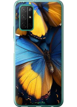 Чехол на huawei honor 30s желто-голубые бабочки "6046u-1897-10746"